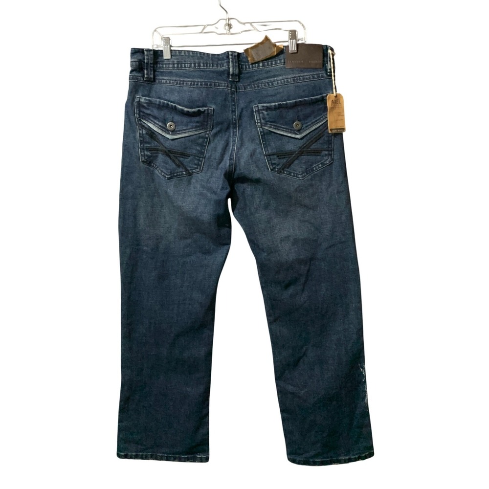 TK Axel Slim Boot Jeans Mens 34x30 Dark Wash Stretch Denim Distressed Cowboy